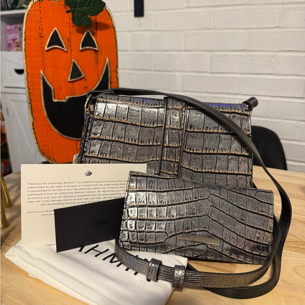 Small Nadine Steel Opulust Saddle Bag with Wallet